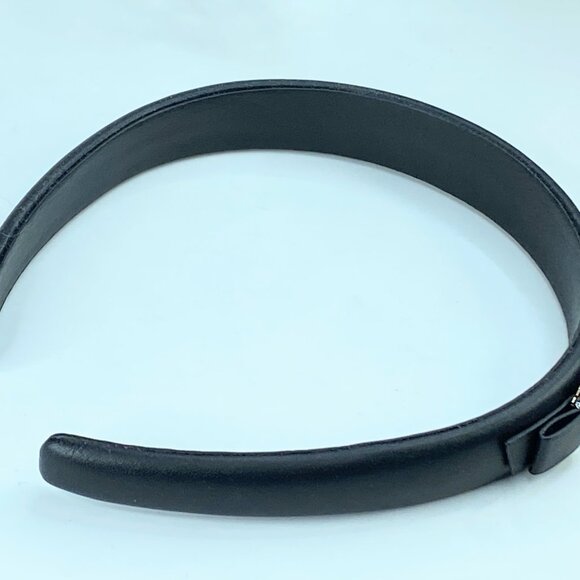 Salvatore Ferragamo Black Vara Bow Embellished Leather Silver headband GS580 main image 6